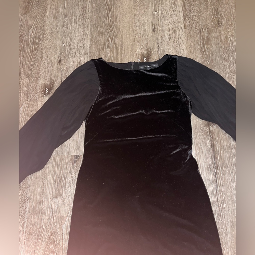 Velvet dress with sheer sleeves